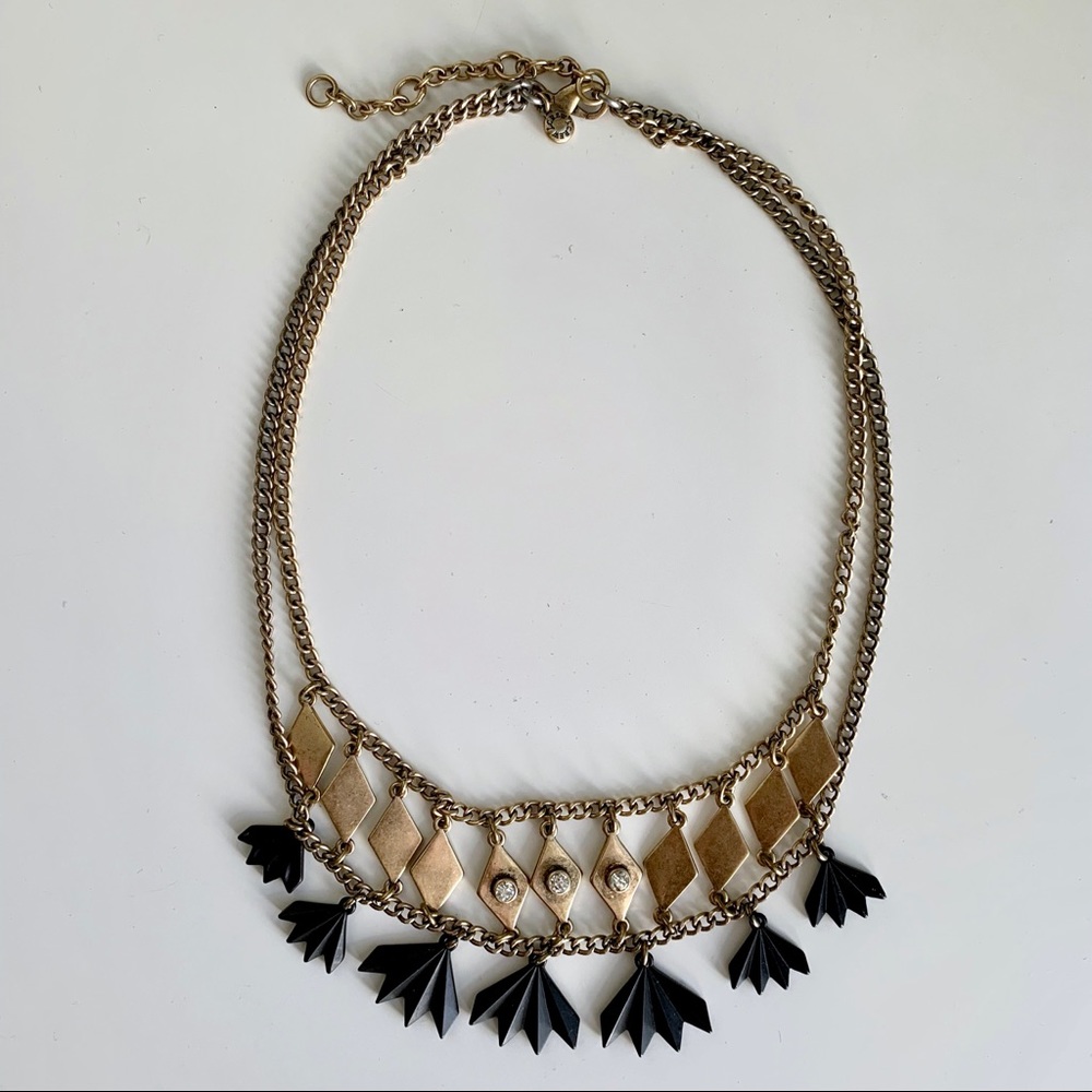 J.Crew Gold Black Collar Necklace Statement Chunky Glam Homecoming Prom Evening